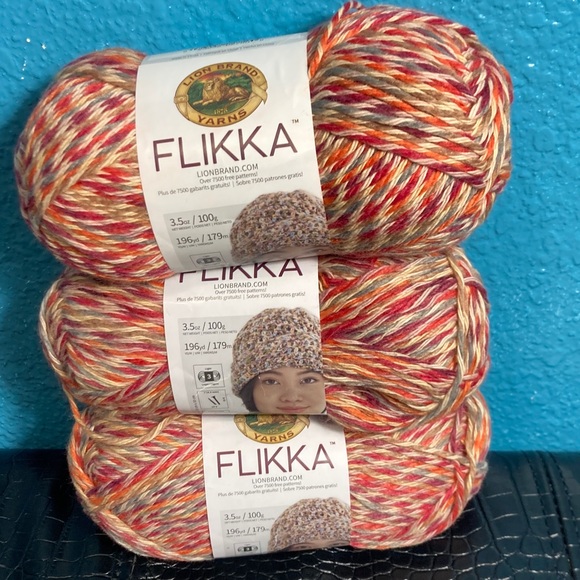 Lion Brand Yarn Other - 3 NWT Lion Brand Flikka 50% Cotton 50% Polyester Variegated Yarn in 701 Toucan